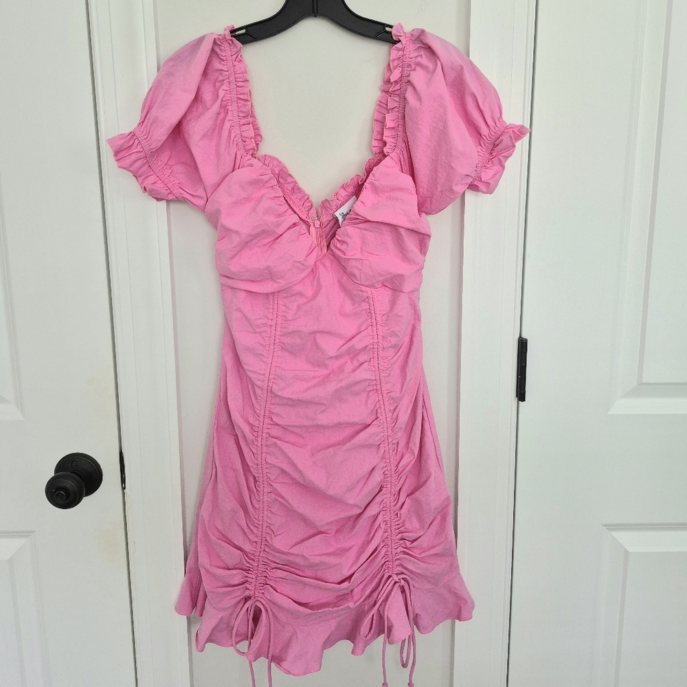 Rose Hill Pink Cinched Ruffle Dress Costume Party Gift Sexy Spring Summer Travel - Picture 8 of 10